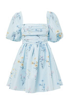 Floral Watercolor Taffeta Mini Dress